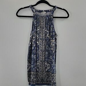 3 For$20 Sophie Max Blue haulter top w/ Cream & White design size S